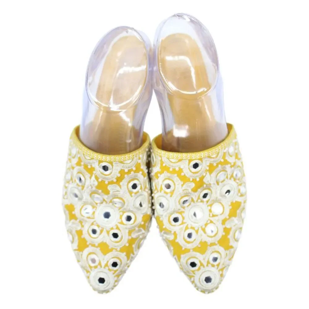 Tory Burch Women's Pointed Toe Embellish Mules Sandals Yellow Size 7.5